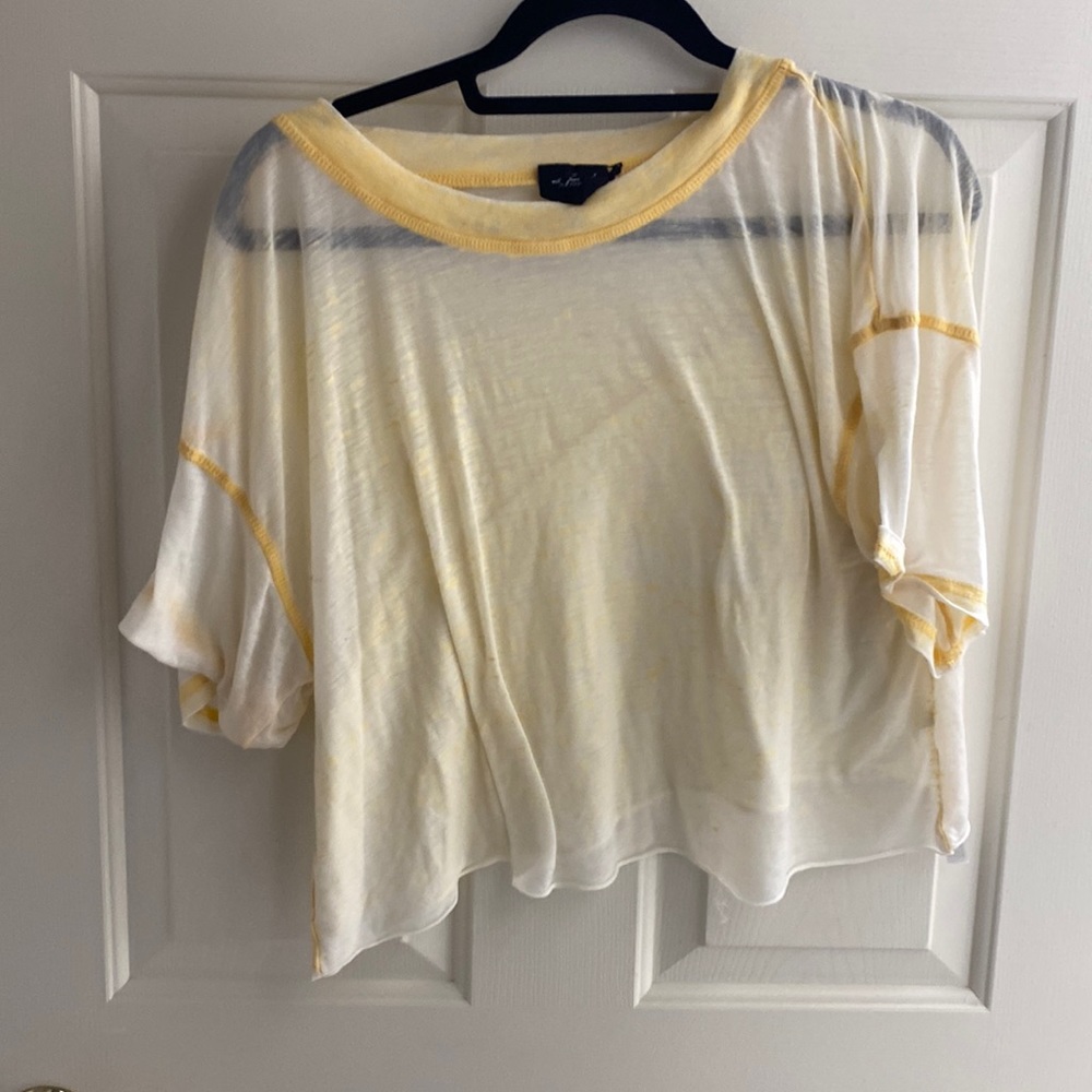 Sheer yellow crop t shirt